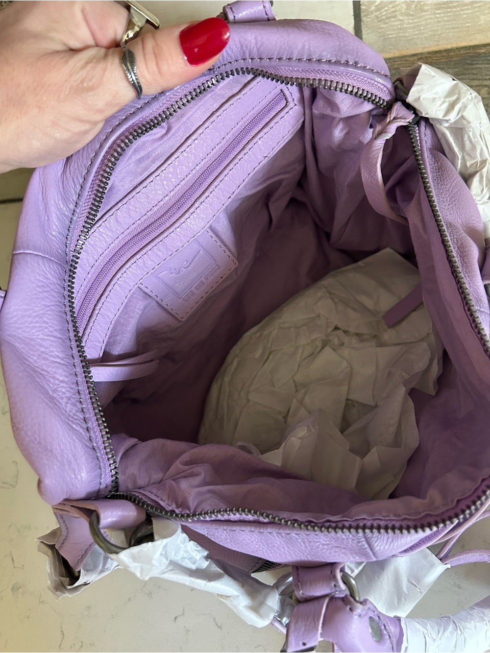 NWT We The Free Baby Emerson Tote in Lilac-All Bag Charms & Scarves Included - Picture 6 of 16